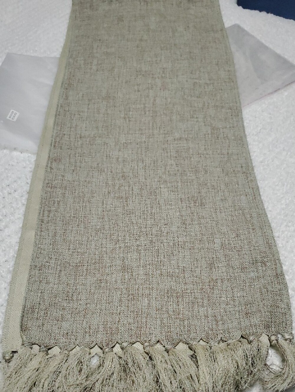 Woven Fringe Table Runnert in Soft Sage